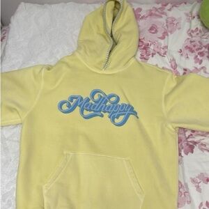 Madhappy Yellow Hoodie with Blue Logo